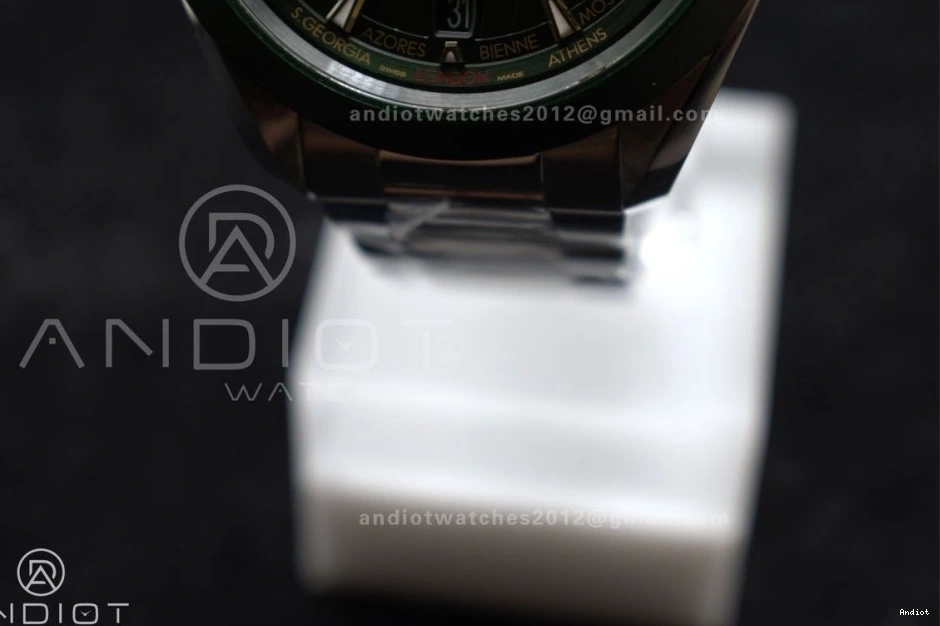 Terra GMT Super Clone Aqua A8938 on Worldtimer Ceramic Green Edition 43mm SS VSF Bracelet Best 1:1 0208